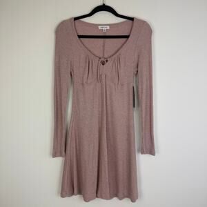 NWT Stitch & Pine Womens Babydoll Scoop Neck Y2K Dusty Pink Sweater Dress Medium